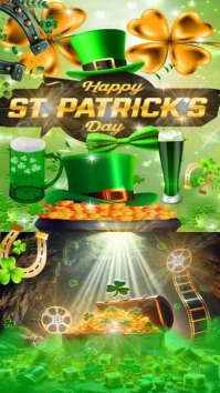 Green Modern & Minimal 17 March St Patrick Digital Display (9:16) template