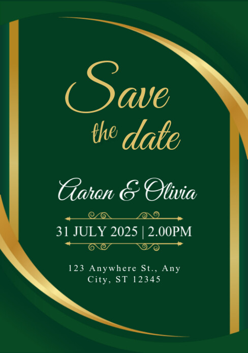Green Modern & Minimal Abstract Save The Date A5 template