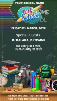 Зеленый Back to School Party Instagram Story Template