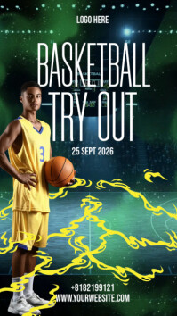 Green Modern & Minimal Basketball Try Out Instagram Story template