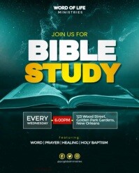 Green Bible Study Invitation Instagram Portrait Template
