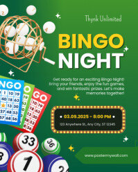 Green Modern & Minimal Bingo Night Exciting Games Instagram Portrait template