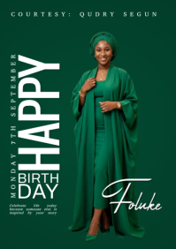 สีเขียว Birthday Celebration A4 Template