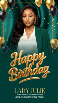 Green Modern & Minimal Birthday Celebration Instagram Story template
