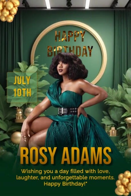 Green Modern & Minimal Birthday Flyer Poster Cartaz template