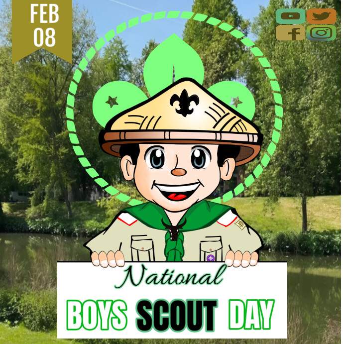 Green Modern & Minimal  boys scout day template Instagram Post