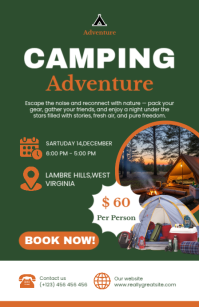 Green Modern & Minimal Camping Adventure Half Page Wide Szeroki pół strony template
