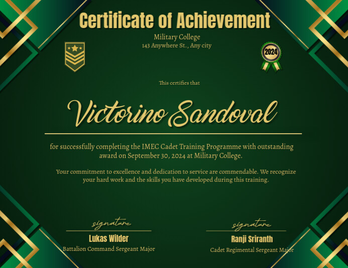 Green Modern & Minimal Certificate of Achieve Flyer (US Letter) template