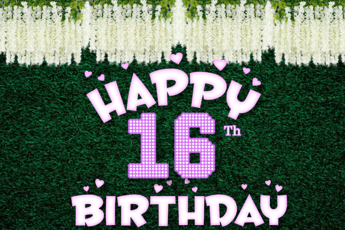 Green Modern & Minimal Chic Outdoor Happy Birthday Banner 4' × 6' Banier 4’×6’ template