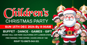 Green Modern & Minimal Children Christmas Party Invitation Template Facebook Ad