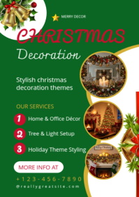 Green Modern & Minimal Christmas Decoration Services A2 template