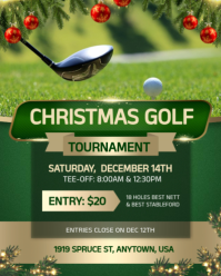 Green Modern & Minimal Christmas Golf Tournament Flyer - Festive Holiday Sports Event With Tee-off T Instagram Portrait template
