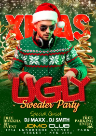 Green Modern & Minimal Christmas Ugly Sweater Party A3 template