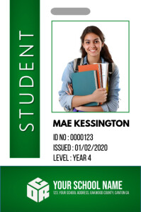 Green Modern & Minimal College Student Id Card  Poster Plakkaat template