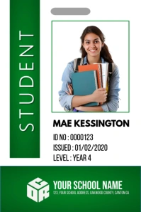 Green Modern & Minimal College Student Id Card  Poster template