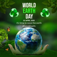 Green Modern & Minimal Earth Day Square (1:1) template