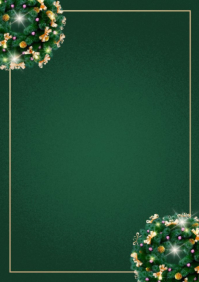 Green Modern & Minimal Elegant Green And Gold Christmas Background With Wreath Frame A4 template