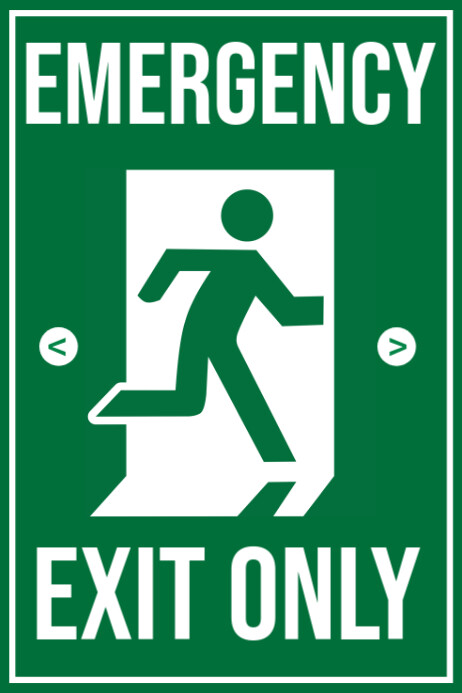 Green Modern & Minimal Emergency Exit Only  Poster template