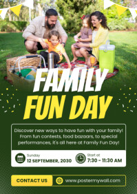 Green Modern & Minimal Family Fun Day A4 template