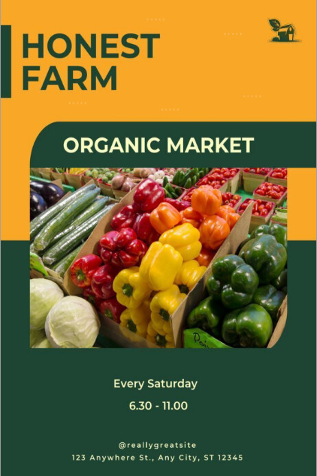 Green Modern & Minimal Farmer's Market Promotions Poster Cartaz template
