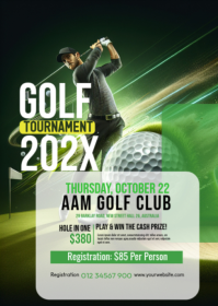 Green Modern & Minimal Golf Tournament A6 template