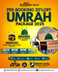 Green Modern & Minimal  Haj Or Umra Package Flyer Instagram Portrait template