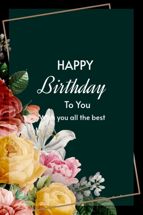 Green Modern & Minimal Happy Birthday To You 🎂 Poster Plakkaat template