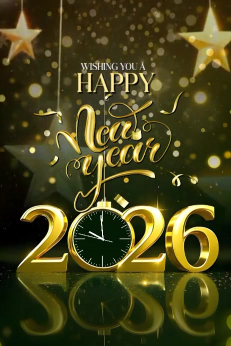 Green Modern & Minimal Happy New Year 2026 Greeting Video Poster ...