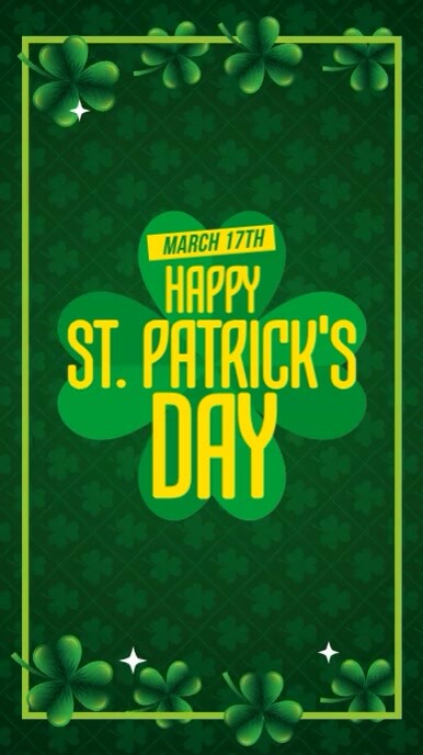 Green Modern & Minimal Happy St. Patrick's Day Reel Instagram template