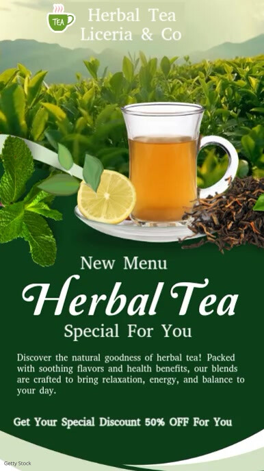 Copy of Green Modern & Minimal Herbal Tea Menu Instagram Reel ...