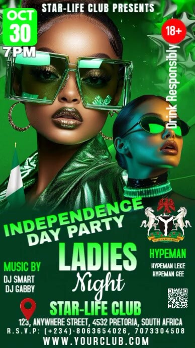 Green Modern & Minimal Independence Day Party Nigeria Instagram Story template