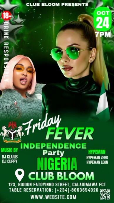 Green Modern & Minimal Independence Day Party Nigeria Instagram Story template