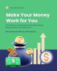 Green Modern & Minimal Make Your Money Work For You Instagram Portrait template