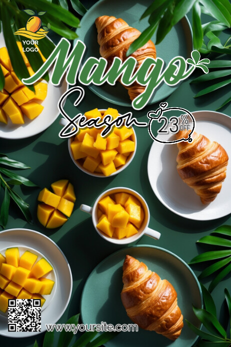 Green Modern & Minimal Mango Season Delight  Poster Plakkaat template