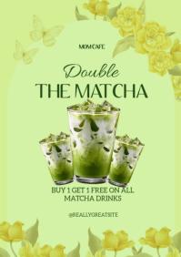 Green Modern & Minimal Matcha Promotion A4 template
