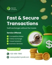 Green Modern & Minimal Money Change Service Instagram Portrait template