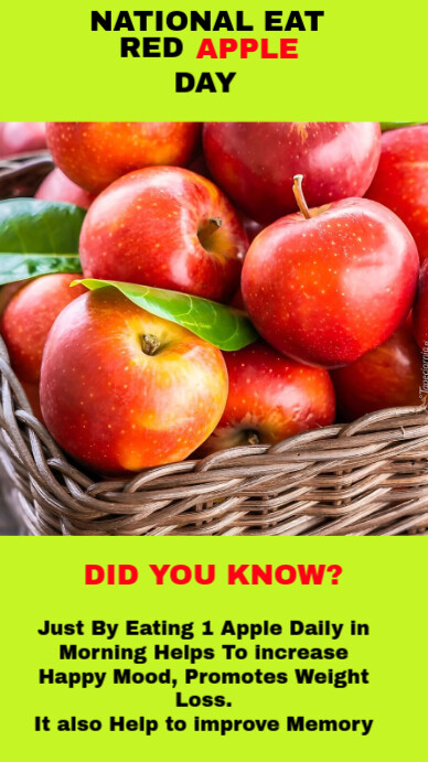 Red Apple Rant Layout Green Modern & Minimal National Eat Red Apple Day Instagram Story ...