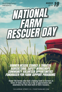 Green Farm Rescuer Day Cartaz Template