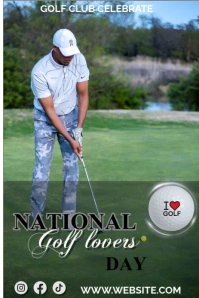 Green Modern & Minimal National Golf Lovers Day Flyer Pinterest Graphic template