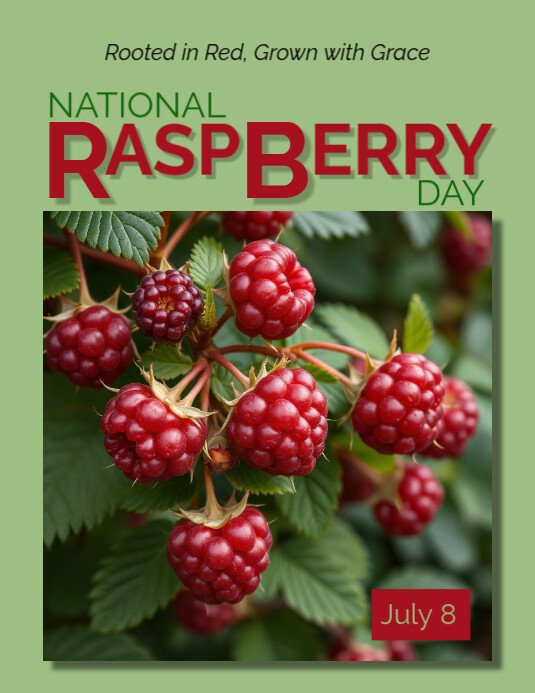 Green Modern & Minimal National Raspberry Day Flyer (us Letter ...