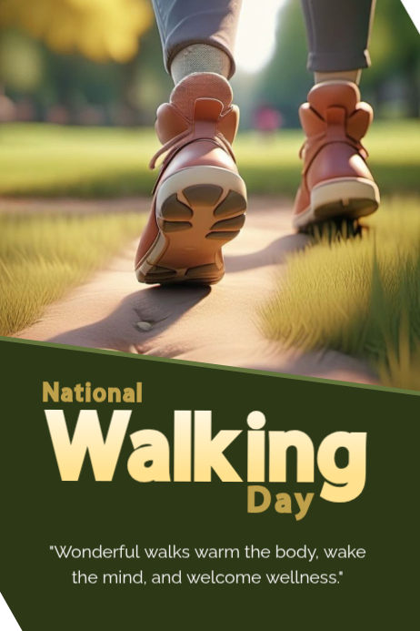 Green Modern & Minimal National Walking Day Poster Template | PosterMyWall