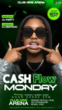 Green Modern & Minimal Neon Monday Bash  Digital Display (9:16) template