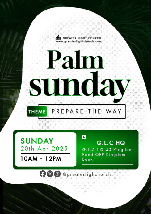Green Modern & Minimal palm sunday A3 template