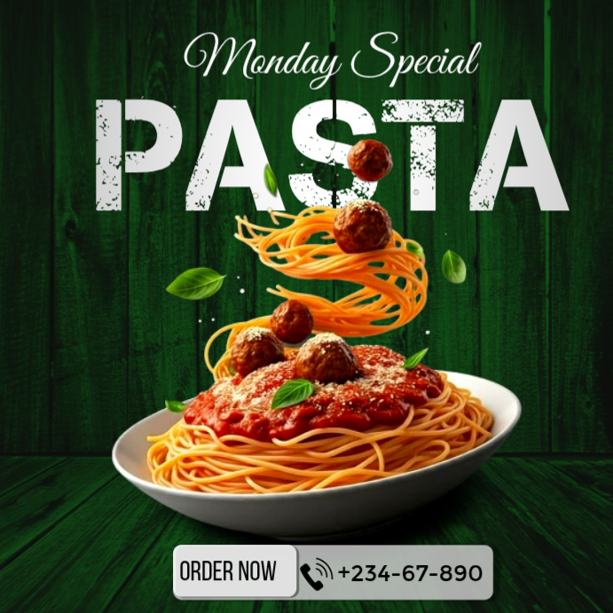 Green Modern & Minimal Pasta Promotion Instagram Post Template ...