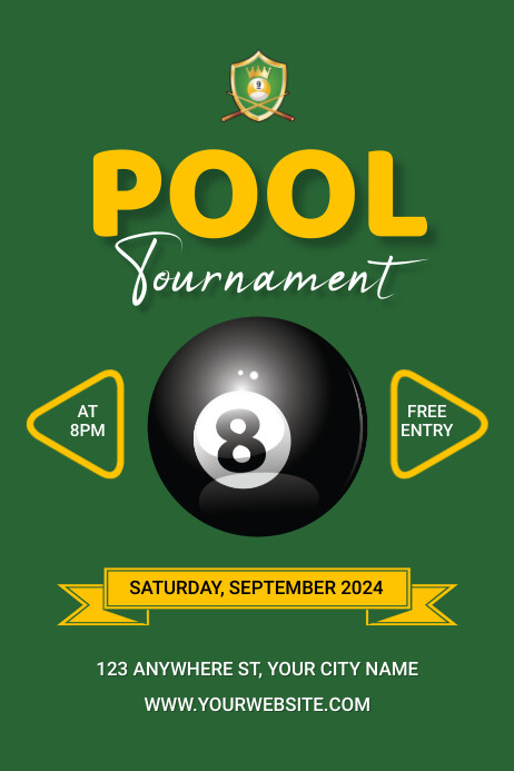 Green Modern & Minimal Pool Tournament Poster Template | PosterMyWall