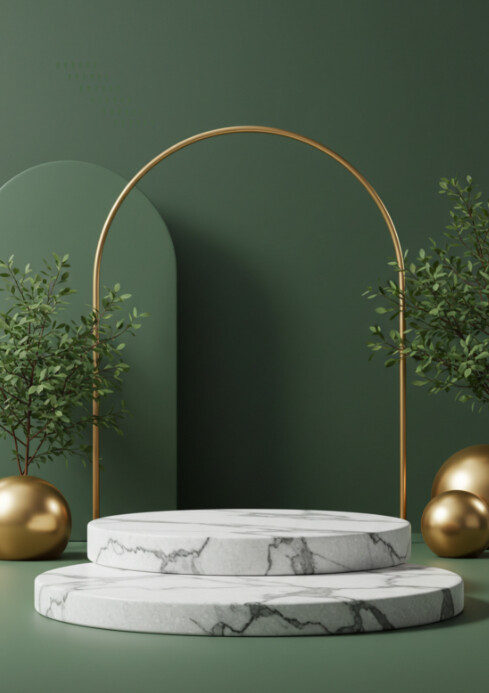 Green Modern & Minimal Product Podium Display Background  A4 template