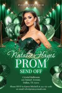 Green Modern & Minimal Prom Send Off Poster Iphosta template