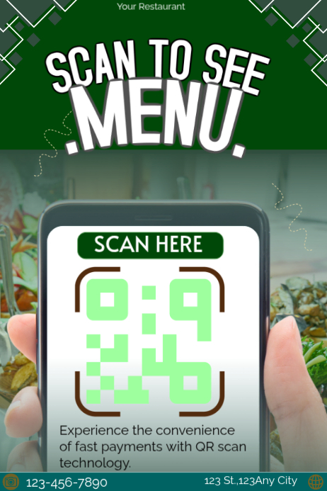 Green modern & minimal qr code menu poster Template | PosterMyWall