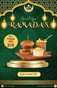 Green Modern & Minimal Ramadan Menu 2025 Special Offer Tabloid template