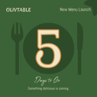 Green Restaurant Opening Countdown Instagram-opslag Template - Page 1